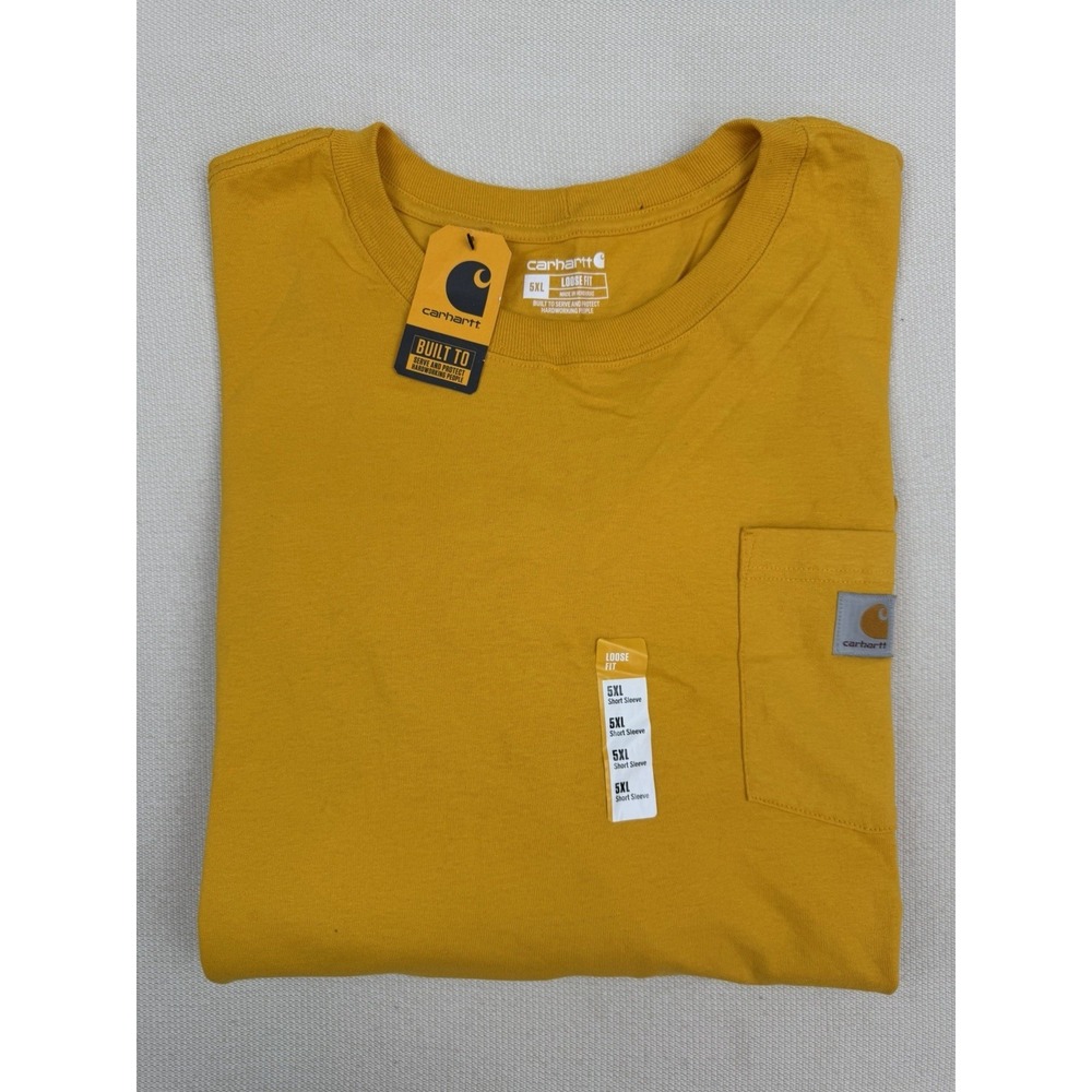 NWT Carhartt Men's Yellow Loose Fit Heavyweight Tee‎ Shirt 5X Pocket Work Shirt